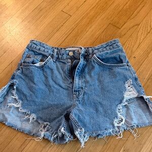 Topshop Light Blue Ripped Jean Shorts